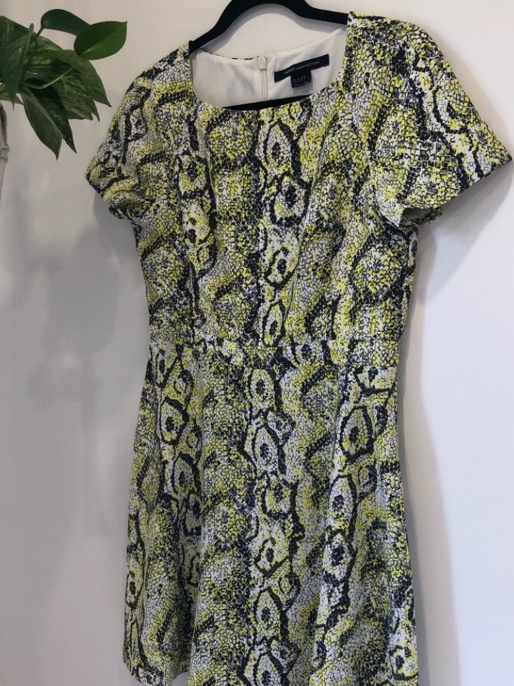 French Connection Yellow-Toned Snake-Print Midi Dress